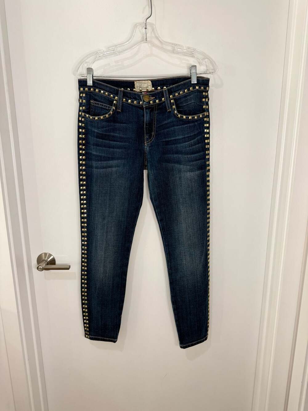Current/Elliott The Crop Skinny Jeans in Brass Stud